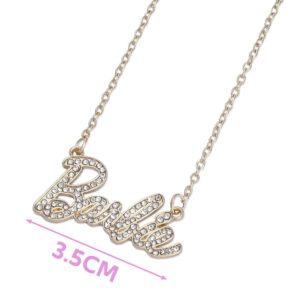 Barbie Crystal Script Logo Necklace (Gold)