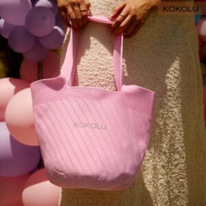 KOKOLU Ultra Lightweight Tote Bag For Women (18.7” x 8.5”) - Flexible Barbie Pink Shopping Tote Bag- Upcycled Sturdy Tote Bag For Women - Dope Dye Beach Tote Bag - Machine Washable Tote Bag For Women