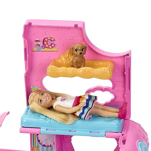 Barbie Toy Camper & Chelsea Doll, 2-in-1 Playset with 2 Pets & 15 Accessories, Vehicle Transforms into Camp Site (Amazon Exclusive)