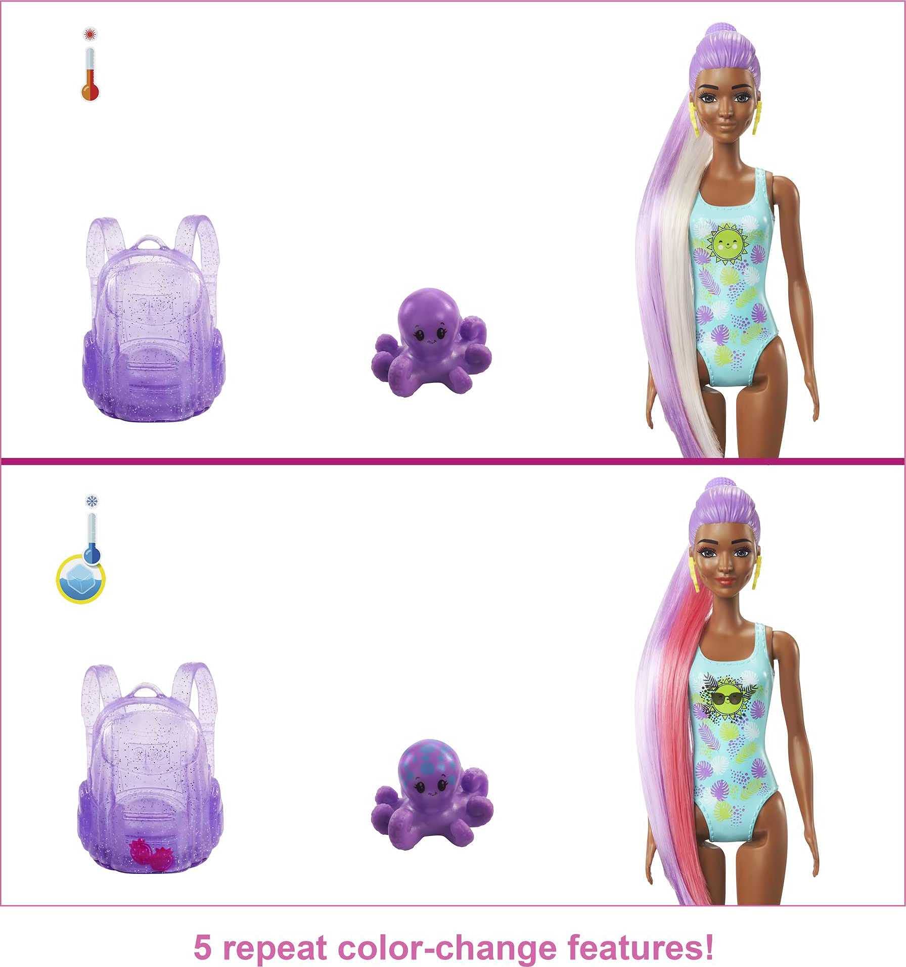 Barbie Color Reveal Foam! Doll & Pet Friend with 25 Surprises: Scented Bubble Solution, Outfits, Hair Extension, Accessories, Kid Bracelet & Charm Hidden in Sand; Sunny Strawberry-Theme