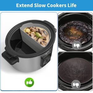 Slow Cooker Divider Liners Silicone fit Oval CrockPot 6-8 Quart,Food-Grade Material,BPA Free,Reusable,Leakproof,Dishwasher Safe,Cooking Liner for Hamilton Beach,Elite Gourmet,Bella Divider Insert