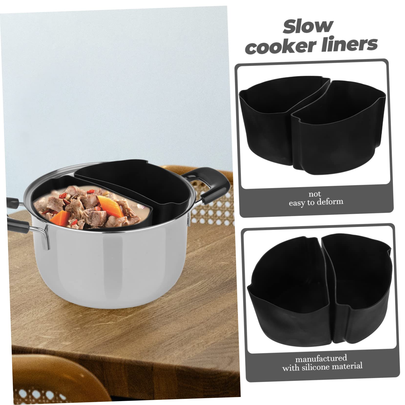 HOMSFOU 5 Sets Saucepan Silicone Lining Rice Cooker Black Silicone Cookware Black Silicone Cooking Utensils Black Rice Cooker Nonskid Slow Cooker Divider Kitchen Pot Non-slip