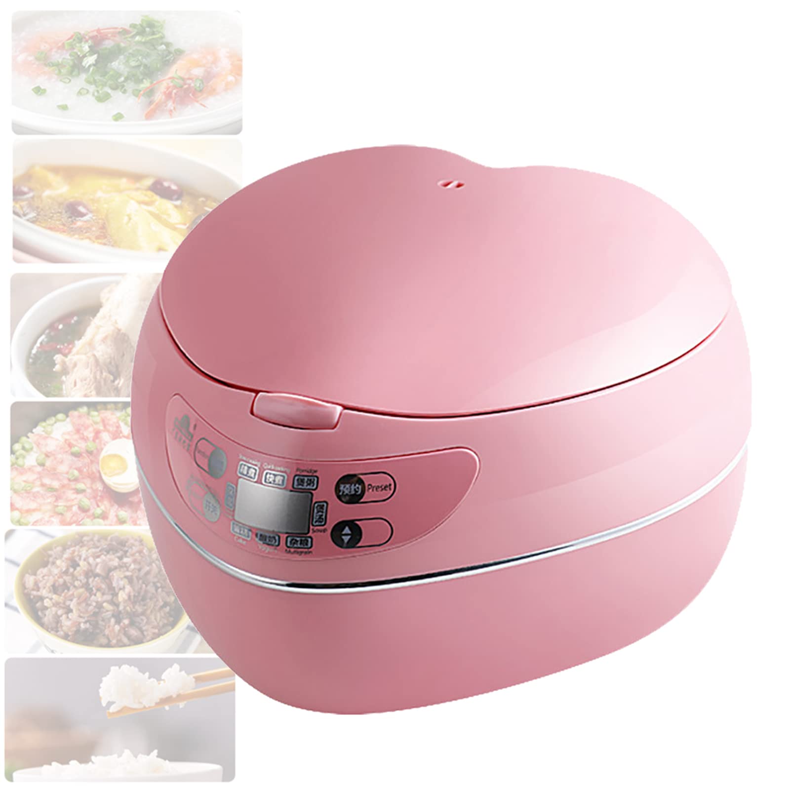 KHXJYC Peach Heart-Shaped Rice Cooker, Steamer with Household Insulation Function (1.8L), Non-Stick Pot, Constant Temperature Insulation, 300W Rice Cooker,#1