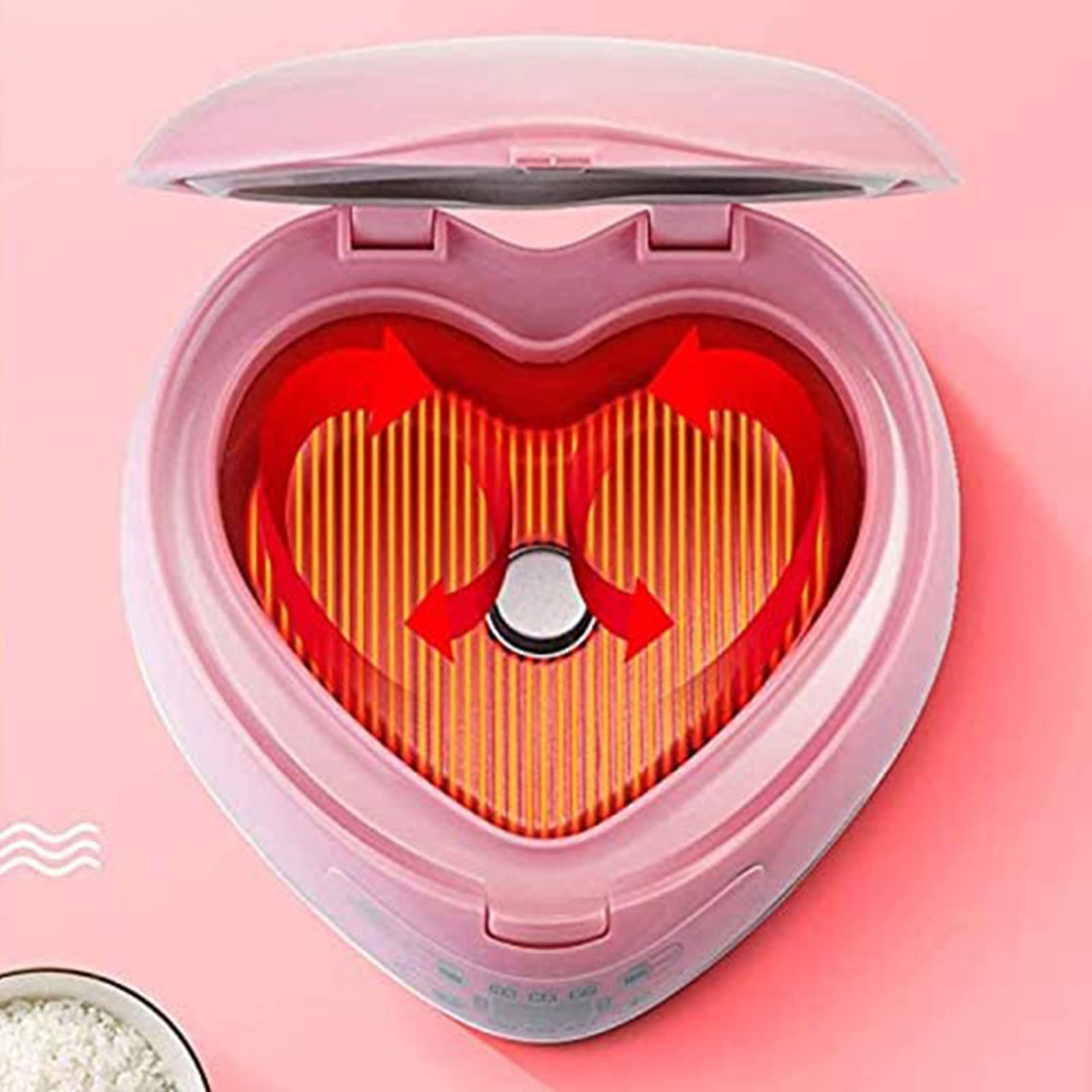 KHXJYC Peach Heart-Shaped Rice Cooker, Steamer with Household Insulation Function (1.8L), Non-Stick Pot, Constant Temperature Insulation, 300W Rice Cooker,#1