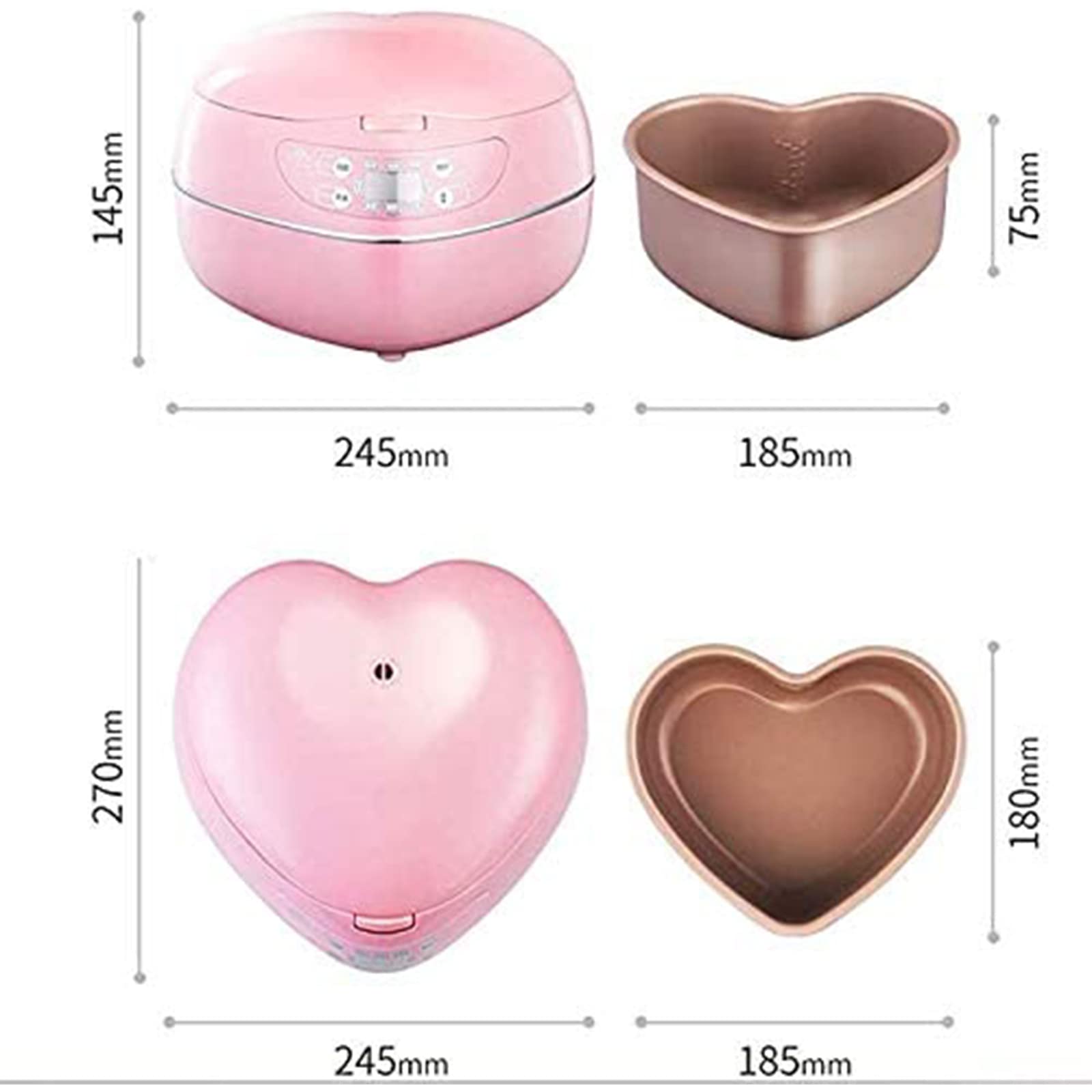 KHXJYC Peach Heart-Shaped Rice Cooker, Steamer with Household Insulation Function (1.8L), Non-Stick Pot, Constant Temperature Insulation, 300W Rice Cooker,#1
