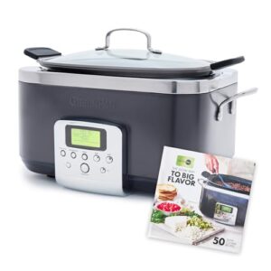 greenpan elite 8-in-1 programmable 6 quart electric slow cooker, glasslid & removable crock, pfas-free healthy ceramic nonstick multi-cooker,sear, sauté/brown,roast, graphite + slow cooker cookbook