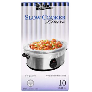 party bargains 10 bags slow cooker liners - fits 5-6 quarts, 18 x 4 x 14 inches, 4" wide gusset, large crock pot liners, multi use cooking bags, sous vide