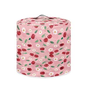 seanative red cherry print pressure cooker cover dust cover for kitchen appliance round slow cooker protector rice cooker organizer bag with 2 pocket and handle