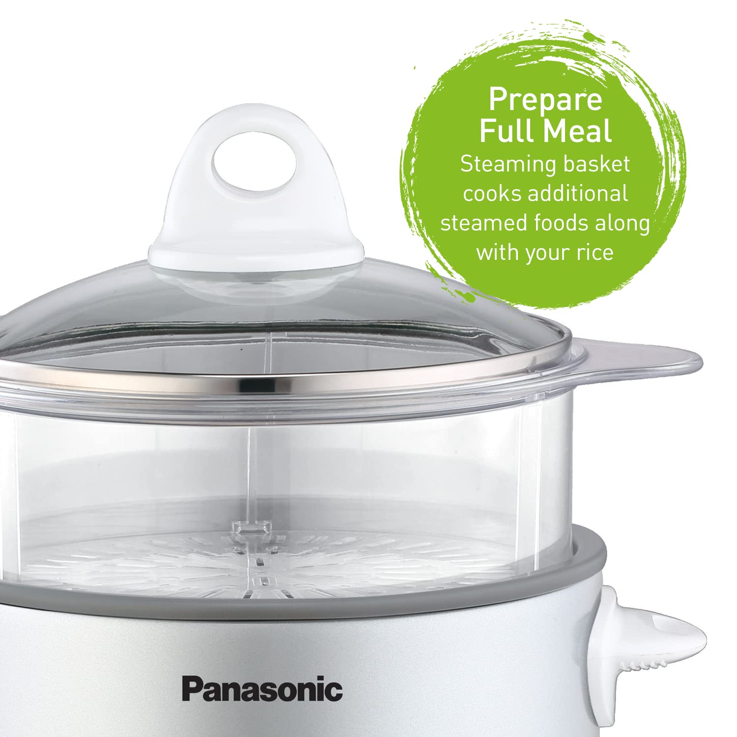 Panasonic SRG06FGE 3 Cup Rice Cooker and Steamer, White