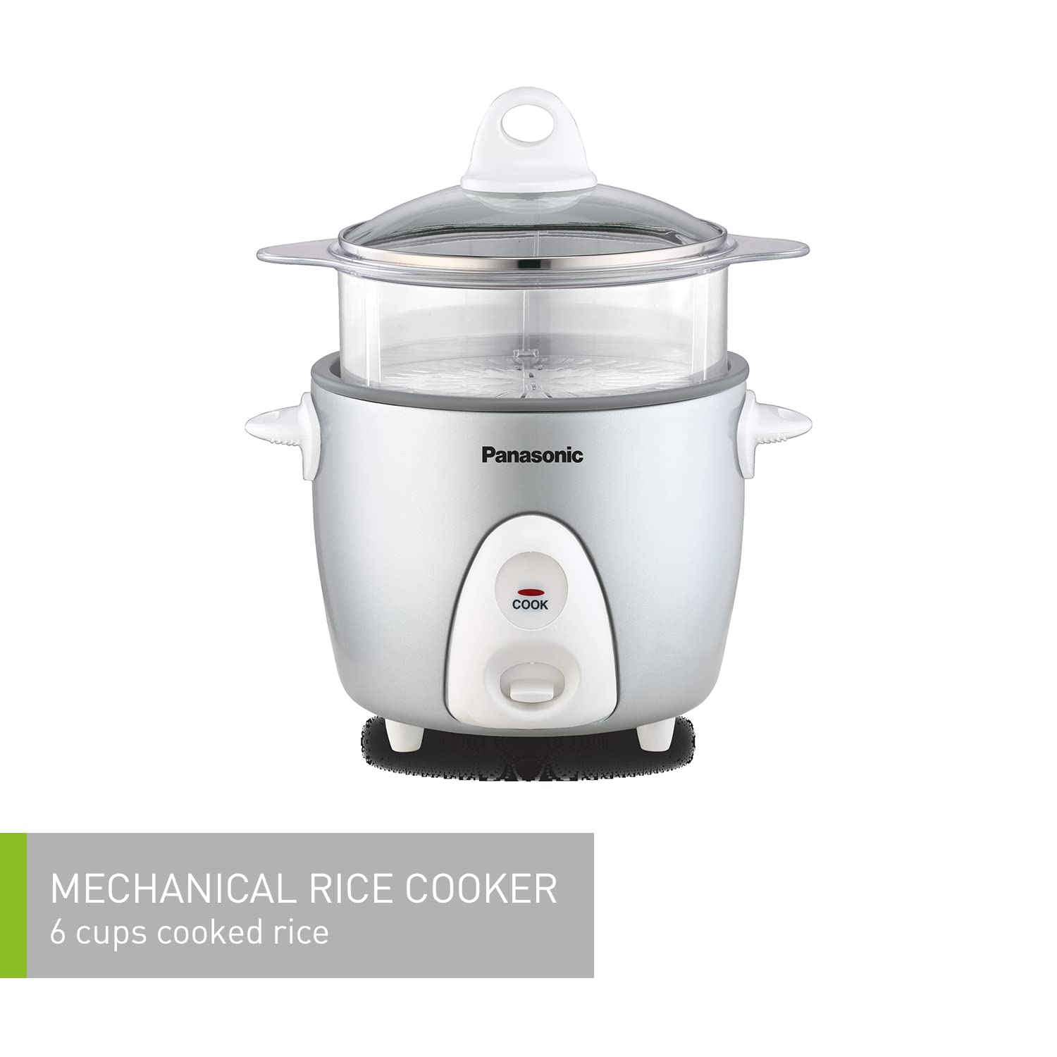 Panasonic SRG06FGE 3 Cup Rice Cooker and Steamer, White