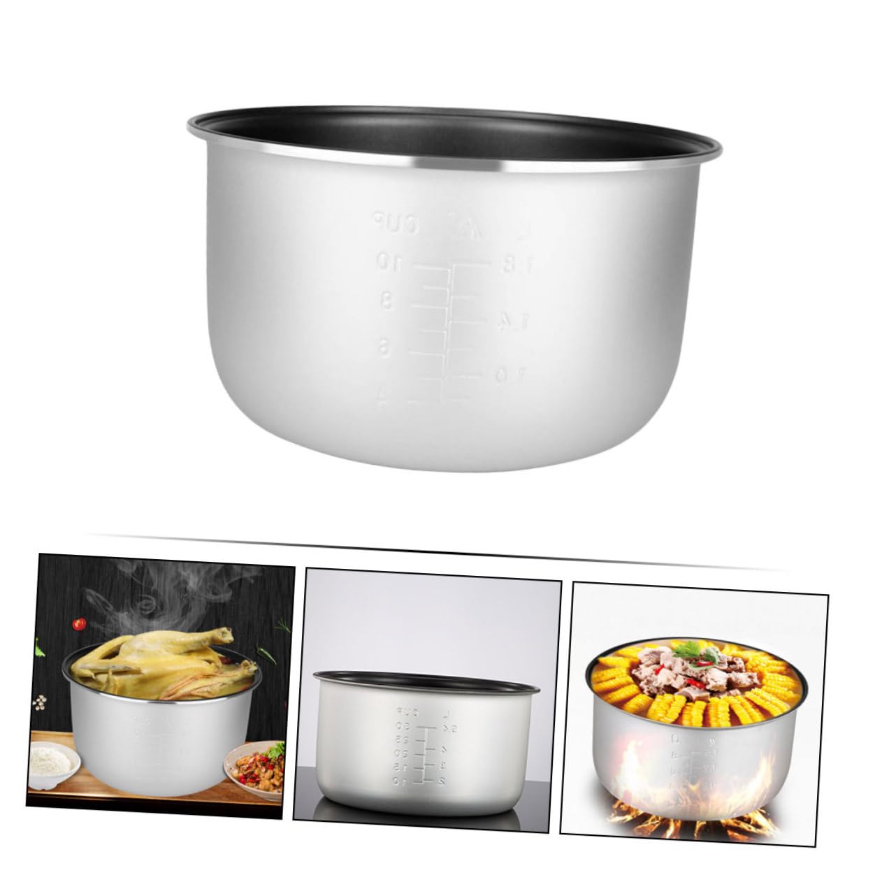 Abaodam 2pcs Rice Cooker Liner Anti-stick Ricer Cooker Pot Replacement Inner Rice Maker Removable Cooking Pot Stew Nonstick Cooking Pot Inner Electric/slow Cookers Alloy Soup Pot Hot Pot