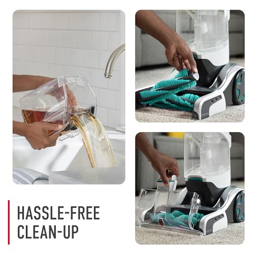 Hoover SmartWash+ Automatic Carpet Cleaner Machine, for Carpet and Upholstery, Deep Cleaning Carpet Shampooer, Carpet Deodorizer and Pet Stain Remover FH52000, Turquoise