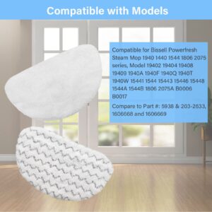 12 Pack 1940 Steam Mop Replacement Pads for Bissell Powerfresh Steam Mop 1940 1440 1806 1544 2075 2685A 2814 Series, Model 19402 19404 19408 19409 1940A 1940F 1940Q 1940T 1940W B0006 B0017 2075A 15441