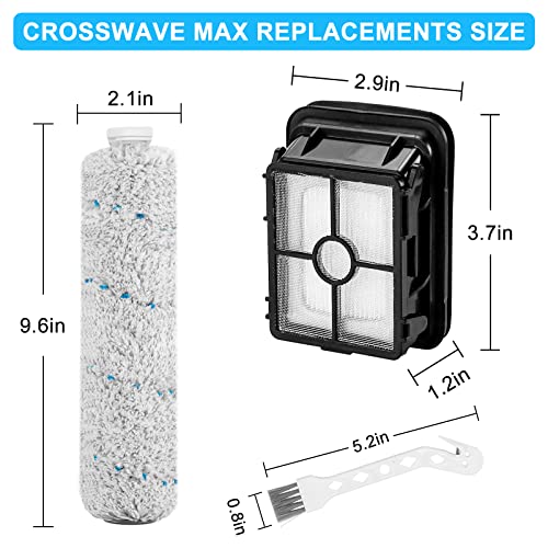 Replacement Parts for Bissell CrossWave Cordless Max 2554 2554A 2590 2593 2596 2597 HydroSteam Plus Series 3515 35151 3513 3518, Include Multi-Surface Brush Rolls 2787 and Replacement Filters 1866