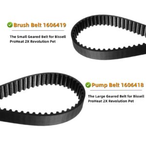 JEDELEOS Replacement Belt Set for Bissell ProHeat 2X Revolution Pet Carpet Cleaner Models 1548, 1551, 1551W, 1550 Series, Replace Parts 1606419, 1606418 & 1606428