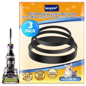 keepow replacement belt set compatible with bissell proheat 2x revolution pet pro carpet cleaner 1986, 1964, 2007, 2007p series, part# 1606428 & 1611129 & 1611130