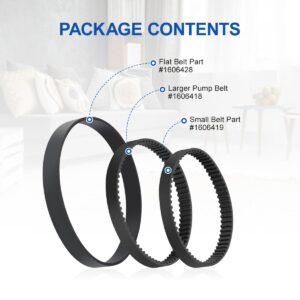 LANMU Replacement Belt Set Compatible with Bissell ProHeat 2X Revolution Pet Pro Model 1548, 1551, 1551W, 1550 Carpet Vacuum Cleaner, Replace Parts 1606418, 1606419, 1606428