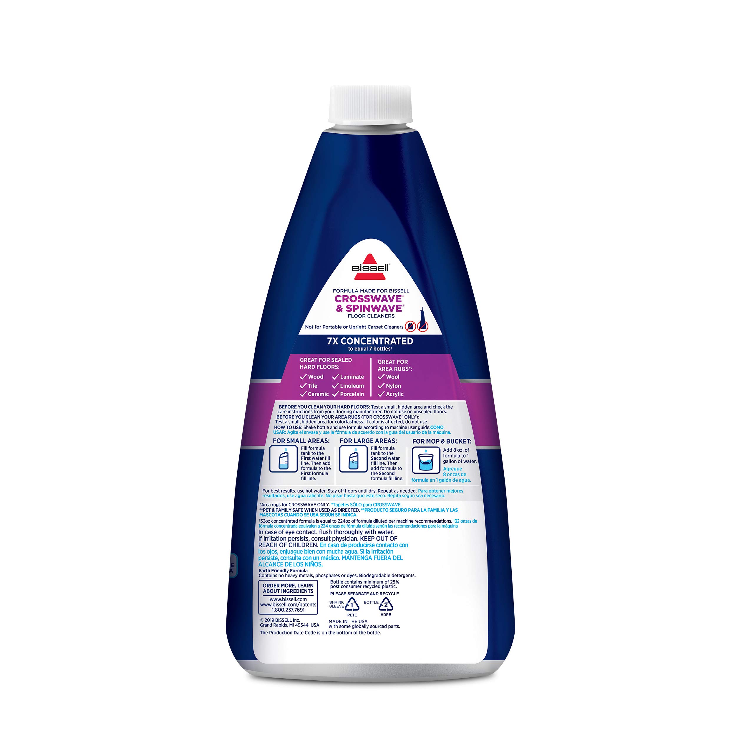 Bissell 1789 CrossWave & SpinWave Multi-Surface Cleaning Formula, 32 oz - Pack of 4