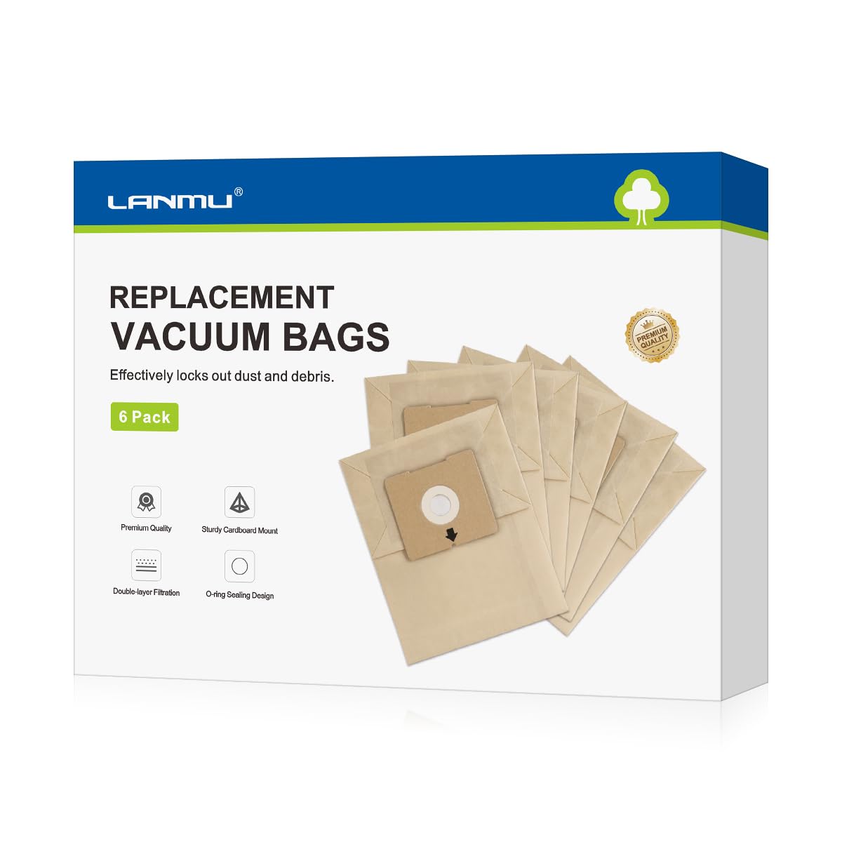 LANMU Vacuum Bags Compatible with Bissell Zing 4122, 2154A, 2154W, 2154, 4122D, 1668, 1668C, 1668W, 1608, 2154C Canister Vacuum, Replacement Part Number 2138425 (6 Pack)