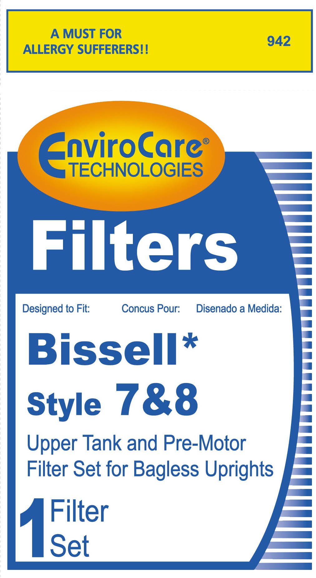 EnviroCare Premium Replacement Pre Motor Foam Vacuum Cleaner Filter made to fit Bissell Style 7/8/14 1 Upper Tank Filter and 1 Pre Motor Filter