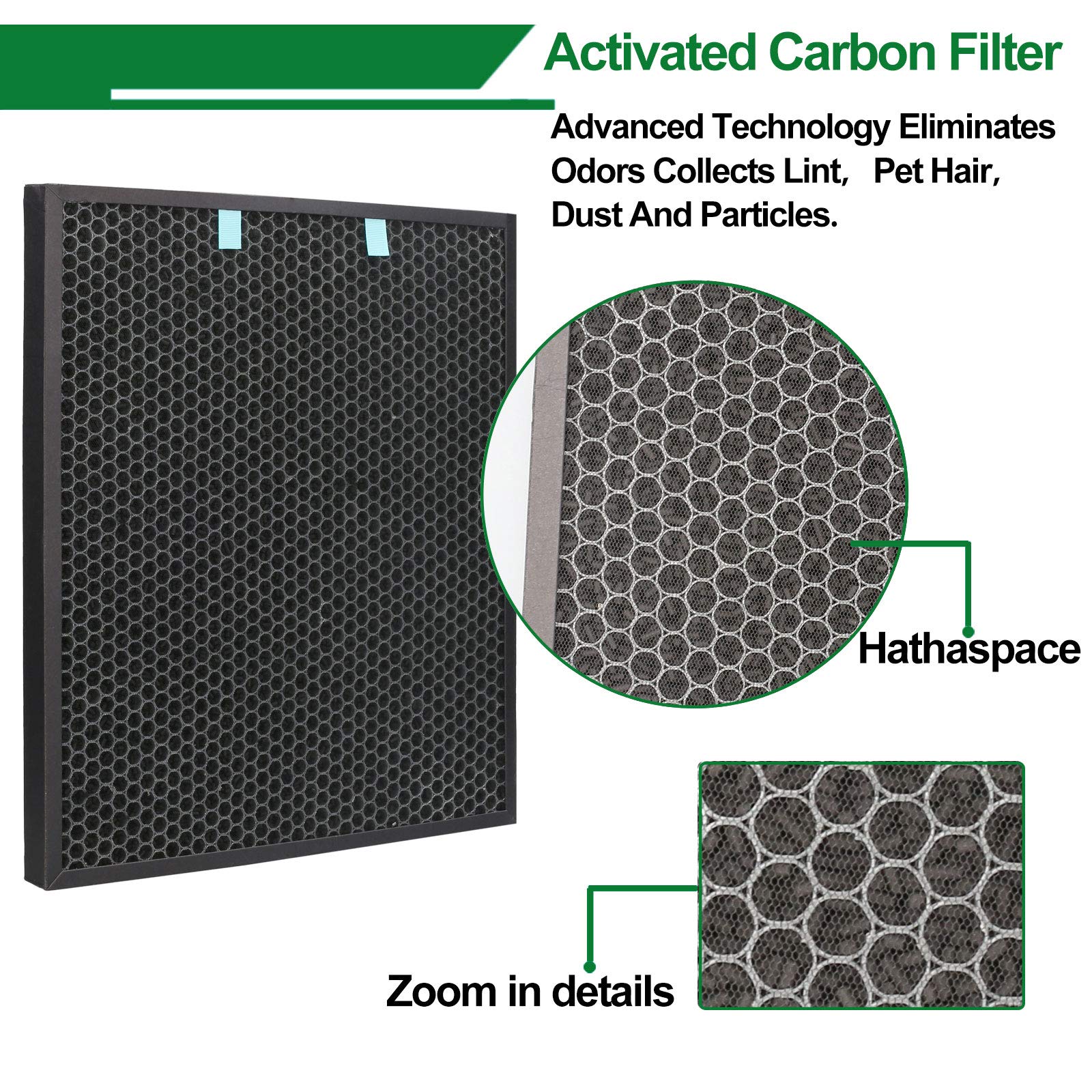 Replacement Post Filter and Carbon Pre Filter compatible for Bissell Air400, 1 Pre Filter + 1 Carbon Post Filter, Compared to Part # 2521 and 2520