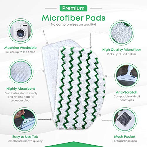 Turbo Microfiber Steam Mop Pads Compatible to Fit Bissell PowerFresh 1544A 1806 2075A 5938 Deluxe 3-in-1 Slim Lift-Off Cleaner Power Fresh Cloth Mops - Washable Replacement Covers 4 Pack