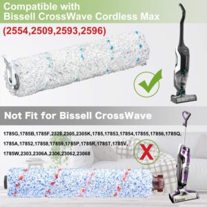 LesinaVac Replacement 2787 Brush Roll and Vacuum Filter 1866 for Bissell CrossWave Cordless Max 2554 2590 2593 2596 Series Vacuum (2 Brush Rolls and 2 Vacuum Filters)