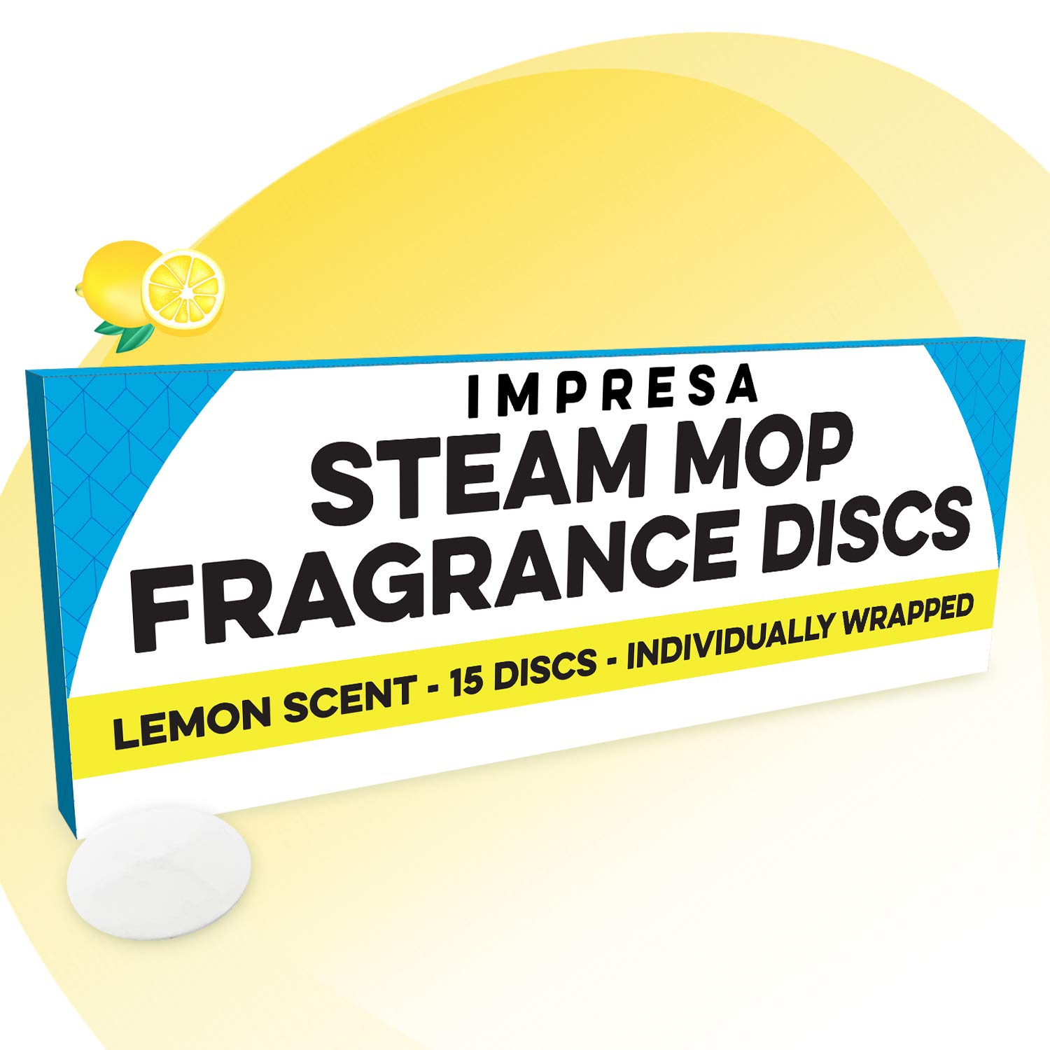 IMPRESA 15 Pack Lemon Scented Replacement Steam Mop Citrus Fragrance Scent Discs for Bissell Powerfresh and Symphony Series, Including 1940, 1806 and 1132 Models