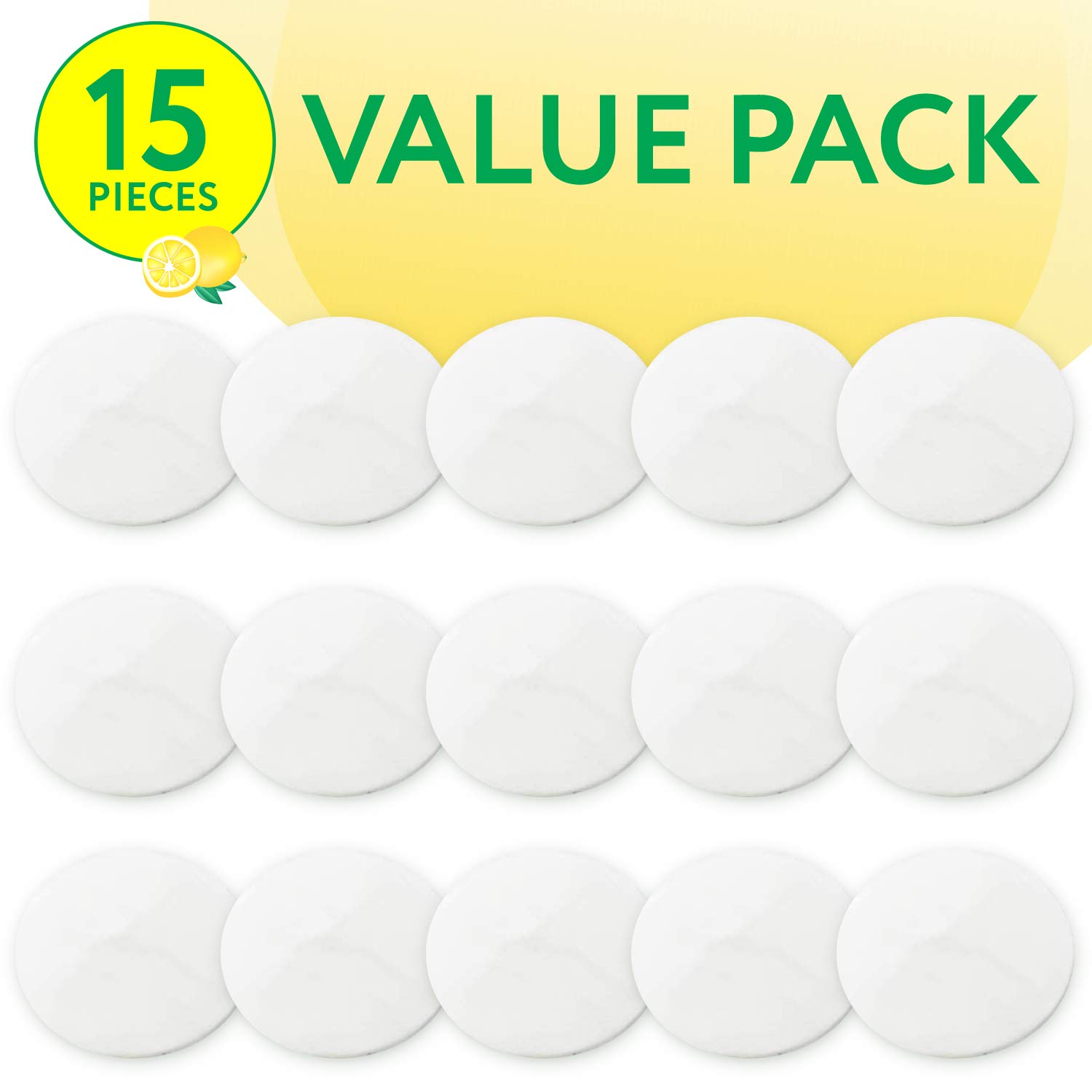 IMPRESA 15 Pack Lemon Scented Replacement Steam Mop Citrus Fragrance Scent Discs for Bissell Powerfresh and Symphony Series, Including 1940, 1806 and 1132 Models