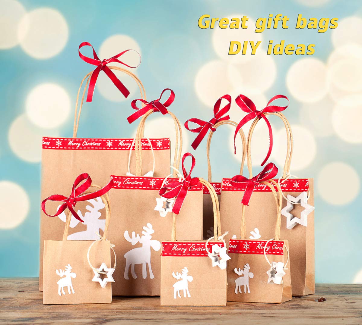 BagDream Gift Bags 10x5x13 50Pcs Brown Kraft Paper Bags Paper Gift Bags with Handles, Merchandise Bags, Retail Bags, Party Favor Bags, Shopping Bags Bulk 100% Recycled Paper Bags Sacks