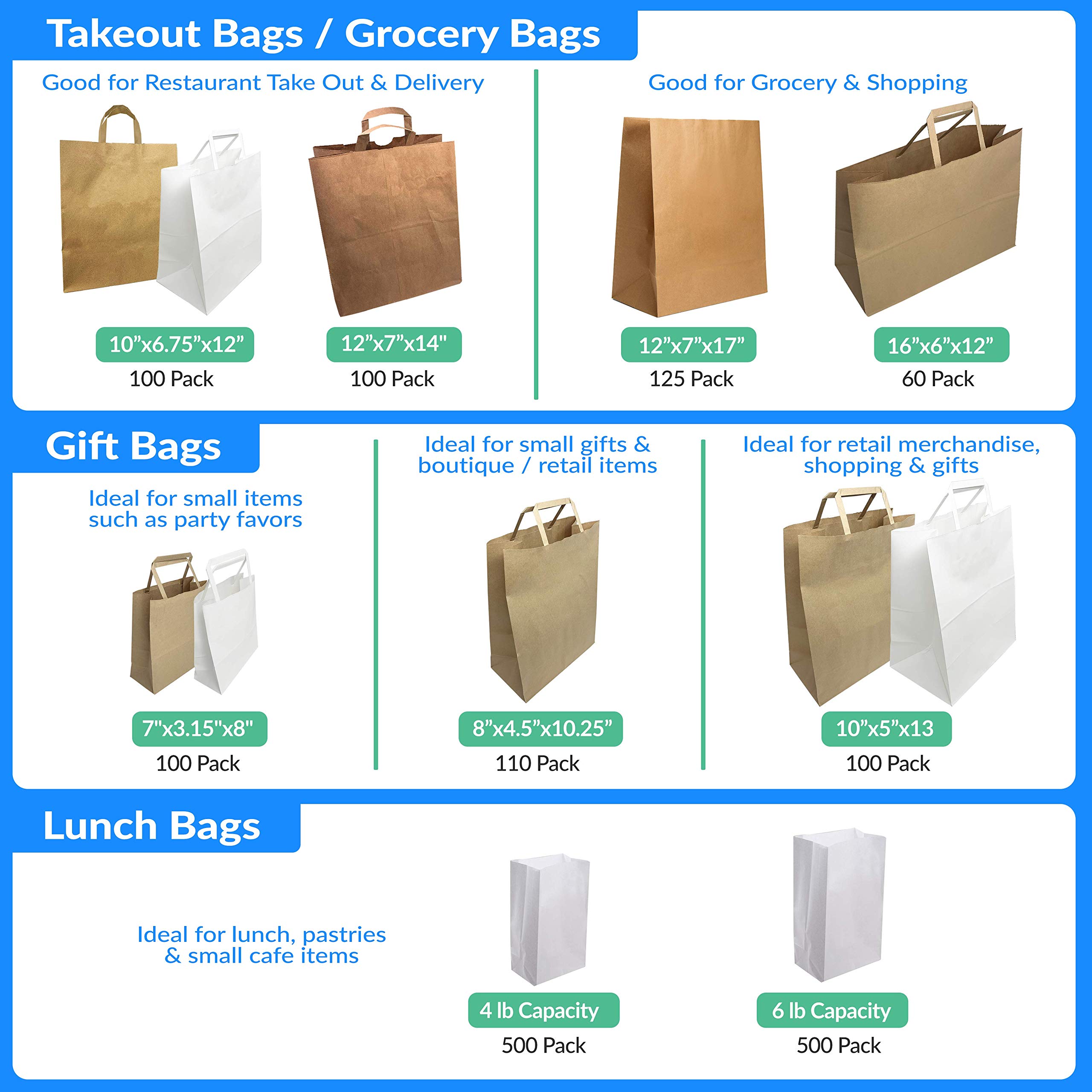 Reli. 110 Pack | 10"x5"x13" | Brown Paper Bags w/Handles | Ideal for Gift Bags, Shopping Bags, Retail/Merchandise Bags | Grocery Bags, To Go/Take Out Bags with Flat Handles