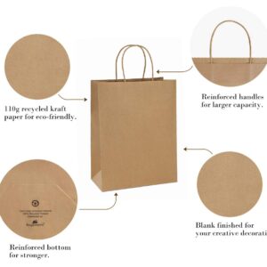 BagDream Gift Bags 10x5x13 50Pcs Brown Kraft Paper Bags Paper Gift Bags with Handles, Merchandise Bags, Retail Bags, Party Favor Bags, Shopping Bags Bulk 100% Recycled Paper Bags Sacks