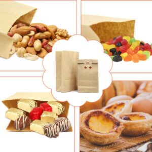 Kslong Mini Brown Paper Bags, 50pcs Small Kraft Paper Bags 1 LB 3.5x2.2x6.7” Baby Shower Wedding Favor Bags Candy Popcorn Treat Bag Bread Cookie Snack Thank You Gift Wrapping Bag Bulk (Brown 2)