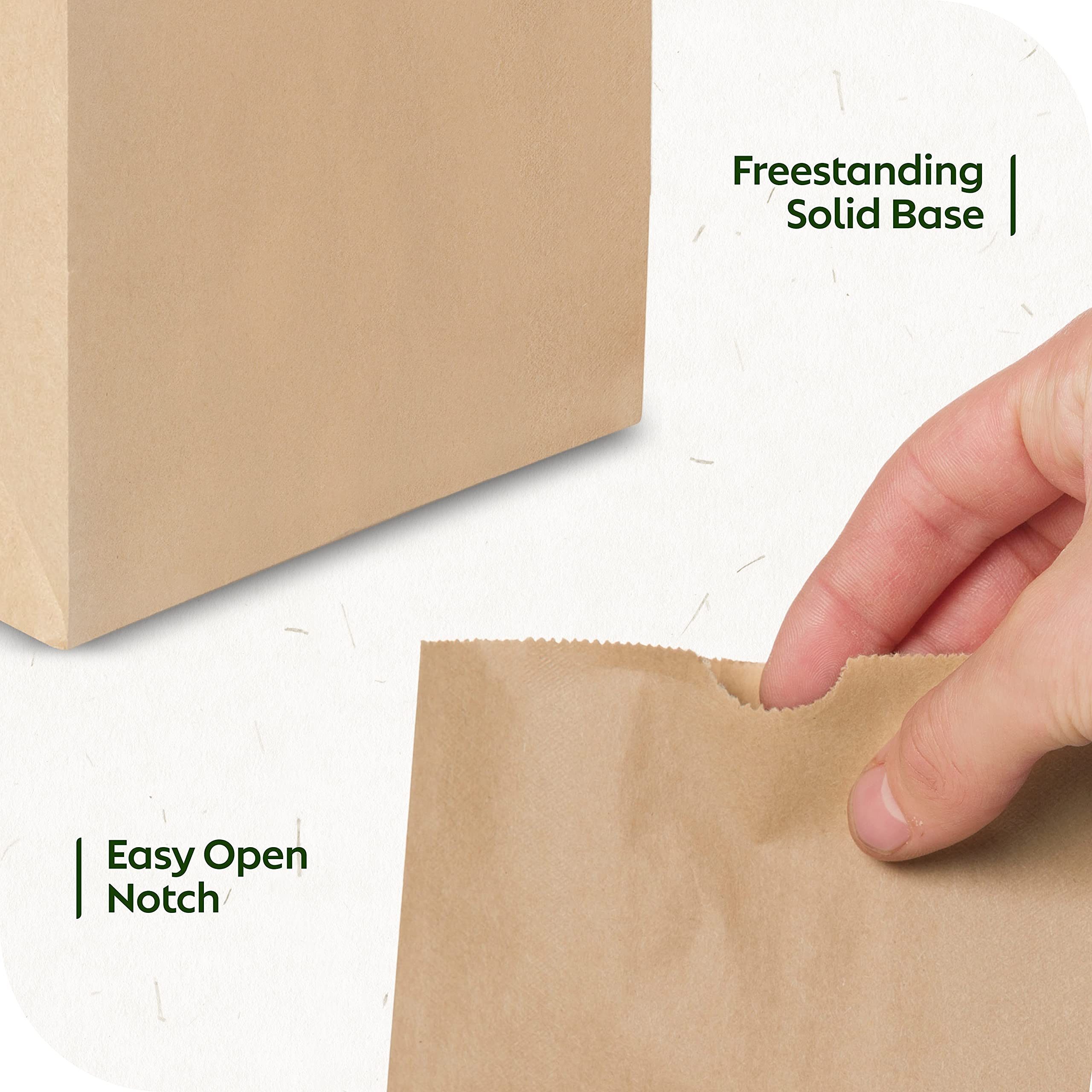 Culinware Kraft Paper Bags 8 Lb - Durable Brown Paper Bags for Snack, Lunch, Sandwich, Pastries, Popcorn, Grocery and Party Favor – Bulk Paper Bags – 6.1 x 4.25 x 12.3 In - 500 Count