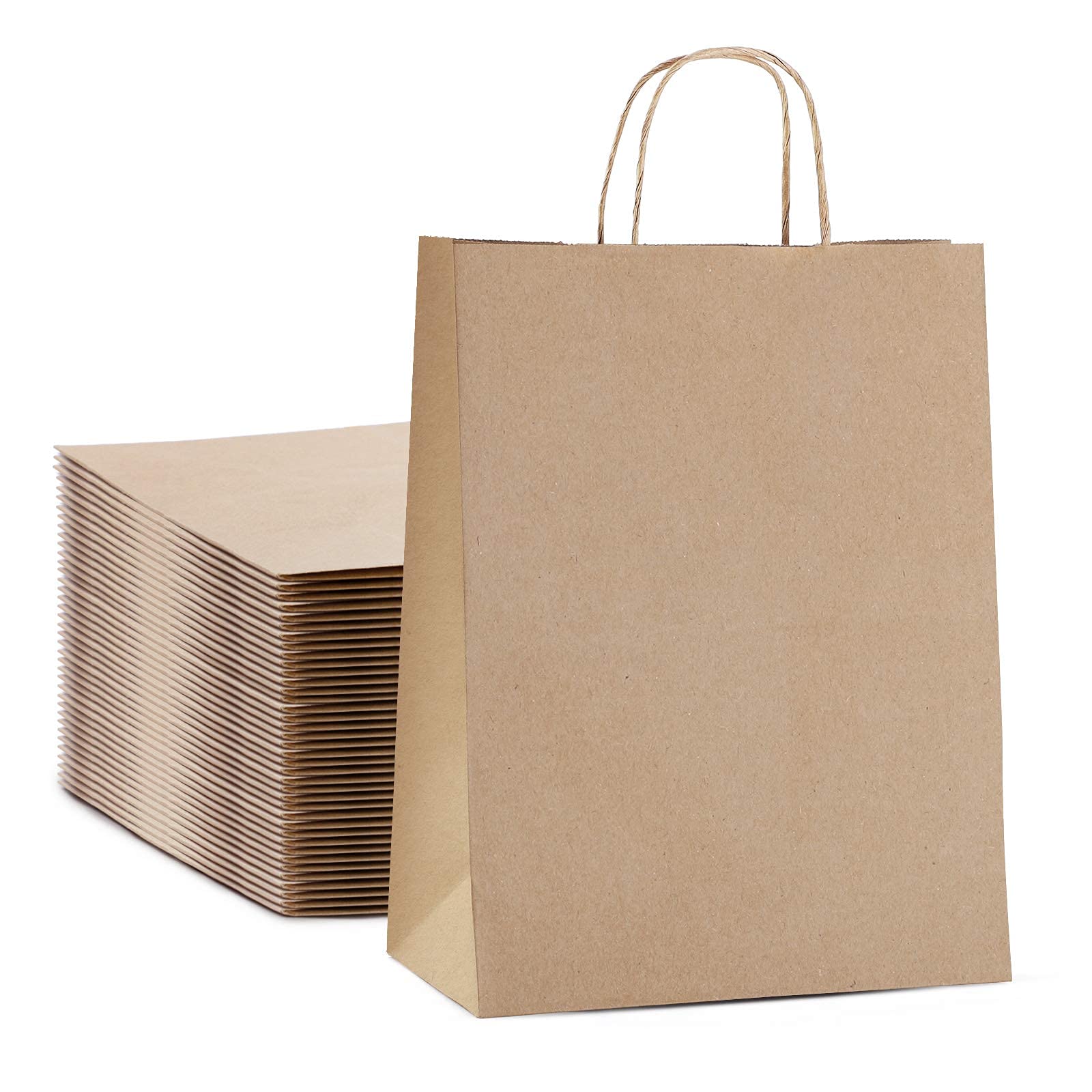 MESHA Gift Bags Kraft Paper Bags 100Pcs 10x5x13 Inches Brown Paper Bags with Handles Bulk,Shopping Bags,Party Bags,Recycled Paper Bags for Small Business