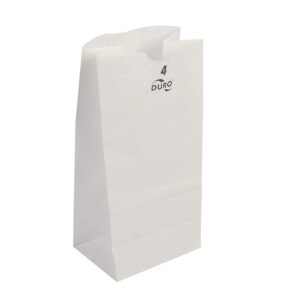 Perfect Stix 4lb Kraft White Paper Bags -5" W x 9 3/4" H w/ 3 1/8" Gusset. Pack of 100ct (Kraft White Bag 4-100)