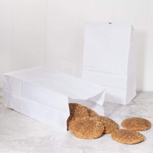 Perfect Stix 4lb Kraft White Paper Bags -5" W x 9 3/4" H w/ 3 1/8" Gusset. Pack of 100ct (Kraft White Bag 4-100)