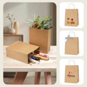 MESHA Gift Bags Kraft Paper Bags 100Pcs 10x5x13 Inches Brown Paper Bags with Handles Bulk,Shopping Bags,Party Bags,Recycled Paper Bags for Small Business