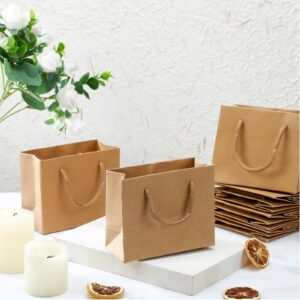 Fainne 24 Pcs Extra Small Gift Bag Mini Gift Bags, Gift Bags with Handles Gift Card Bags for Wedding Baby Shower Favor Birthday Party Gift Wrapping Supplies (4 x 5 x 2 Inch, Kraft)