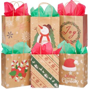 30 Christmas Kraft Gift Bags for Holiday Paper Gift Bags