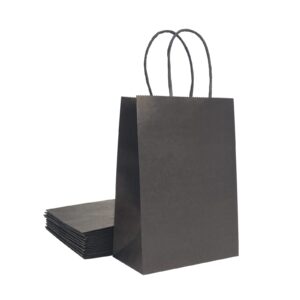 garros black kraft paper bag 5.8x3x8.3 inches,12-pcs, gift bags, kraft bags with handles easter day,chrismas，thanksgiving, paper shopping bags, craft bags, merchandise bags (black)