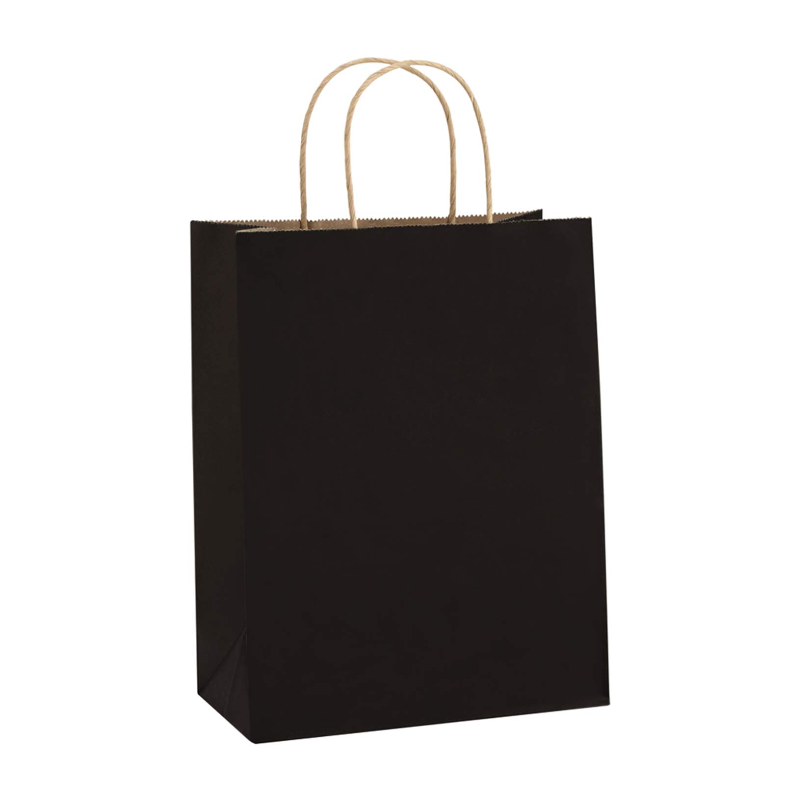 BagDream Recyclable Kraft Paper Gift Bag, 8x4.25x10.5 Inches, 100Pcs, Black, with Handles, Bulk, FSC Compliant, Multipurpose