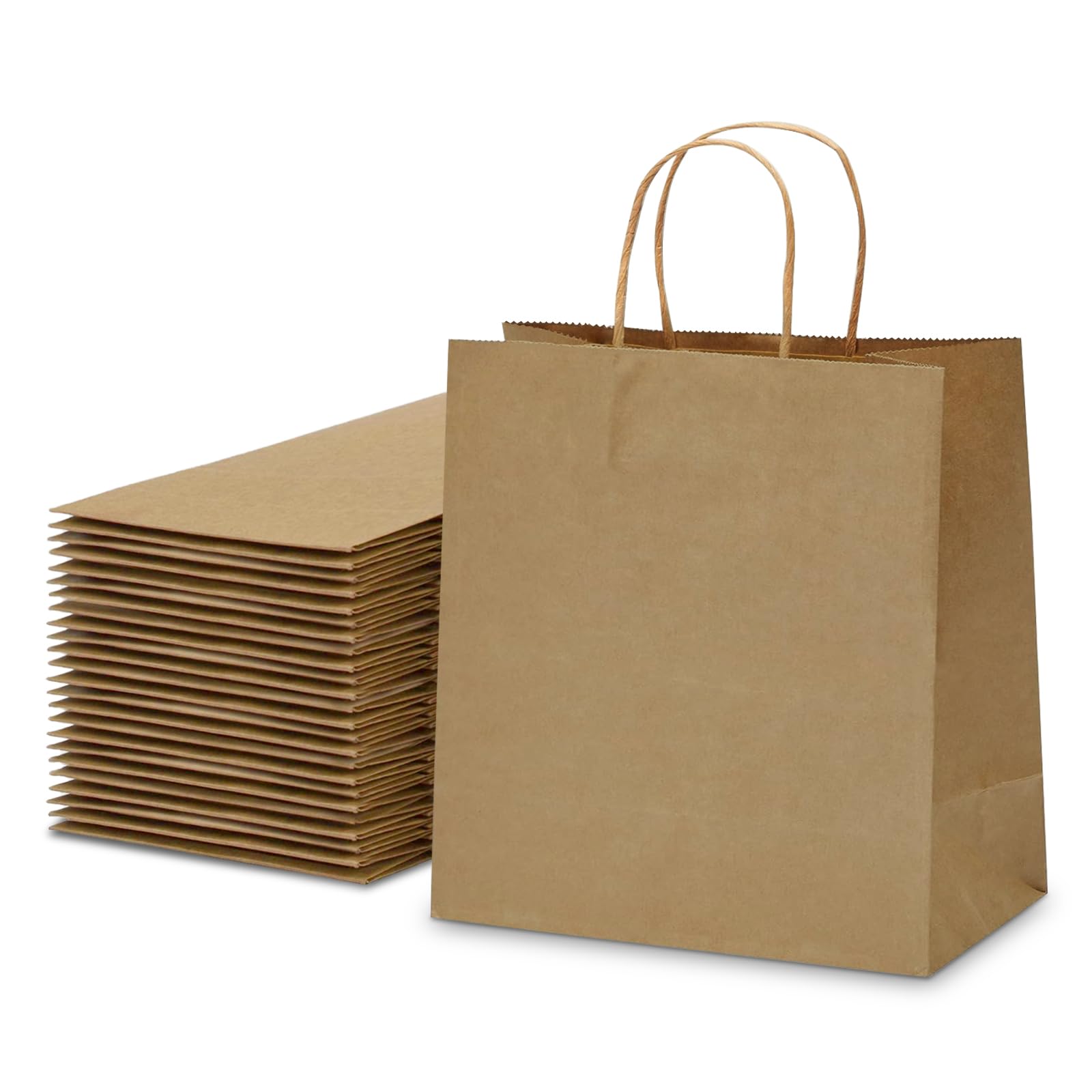 TOWRAP Brown Gift Bags With Handles 25Pcs 11 x 5.9 x 11 Inch Kraft paper Bags Bulk, Shopping Bags, Party Bags, Retail Bags, Merchandise Bags, Favor Bags