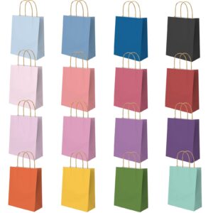 MOORAY 32 Pack Gift Bags with Handles, 7"x3.15"x 8.66" Paper Bags Kraft Bags 16 Different Senior Color Bags Multiple Uses for Wedding, Birthday, Party Supplies and Gifts（Multi01）