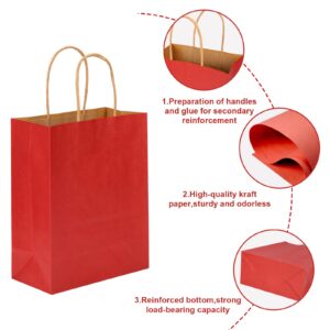 Moretoes 110pcs Red Paper Bags with Handles, 8x4x10 Inch Medium Sizes Gift Bags Bulk, Valentines Day Gift Bags Red Paper Bags for Small Business, Shopping Bags, Party Bags, Favor Bags