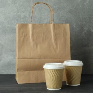 TOWRAP Brown Gift Bags With Handles 25Pcs 11 x 5.9 x 11 Inch Kraft paper Bags Bulk, Shopping Bags, Party Bags, Retail Bags, Merchandise Bags, Favor Bags