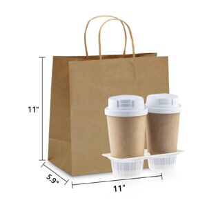 TOWRAP Brown Gift Bags With Handles 25Pcs 11 x 5.9 x 11 Inch Kraft paper Bags Bulk, Shopping Bags, Party Bags, Retail Bags, Merchandise Bags, Favor Bags