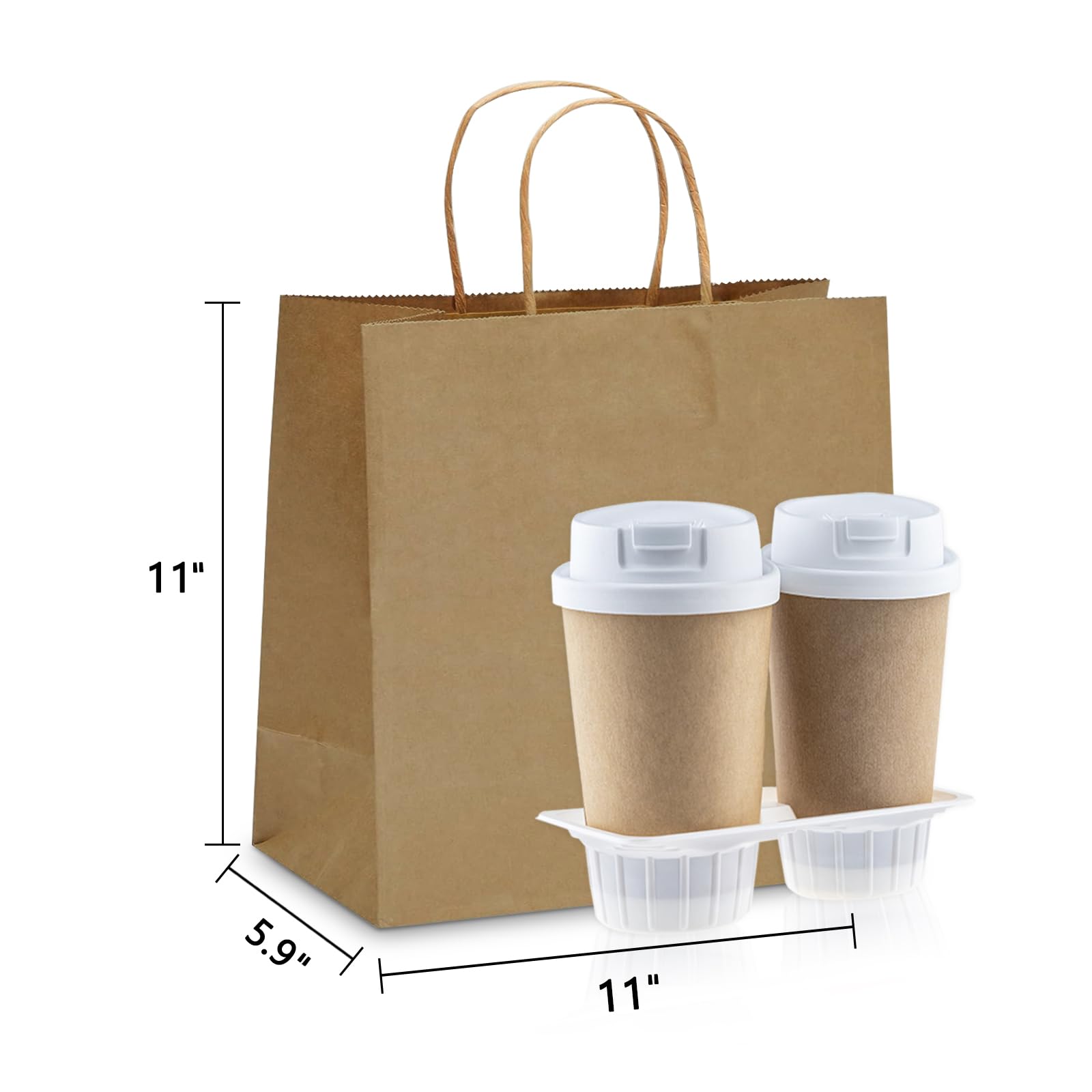 TOWRAP Brown Gift Bags With Handles 25Pcs 11 x 5.9 x 11 Inch Kraft paper Bags Bulk, Shopping Bags, Party Bags, Retail Bags, Merchandise Bags, Favor Bags