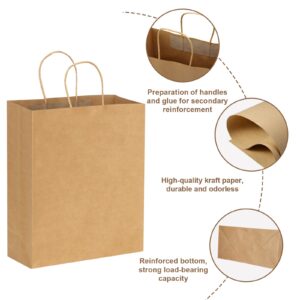Moretoes 50pcs Paper Gift Bags 10x5x13 Inches Brown Kraft Paper Bags with Handles Bulk, Shopping Bags, Retail Bags for Small Business, Birthday Wedding Party Favor Bags, Merchandise Bags