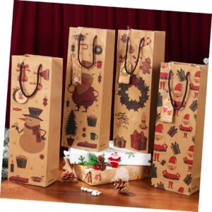 NOLITOY 1 Set Gift Bag Paper Bags Christmas Wrapping Paper Bottle Carrier Kraft Bags with Handles Kraft Christmas Bags Christmas Handle Pouches Tote Bags Kraft Paper Bottle Rack Wine